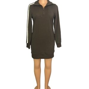Athleta Brown Long Sleeve Dress with White Stripe